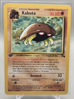 Pokemon TCG Kabuto 50/62 Fossil 1999 Stage 1 Common 1st Edition Regular Wizards - Image 1