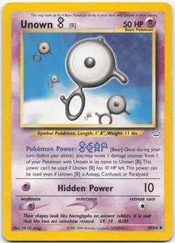 Unown [B] 39/64 Uncommon Neo Revelation Pokemon Heavily Played - Image 1