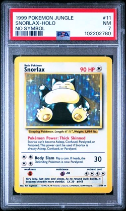 1999 Pokemon Jungle Snorlax Holo No Symbol Error #11 PSA 7 NM Vintage Rare - Image 1
