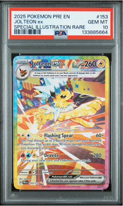 2025 POKEMON PRE EN-PRISMATIC EVOLUTIONS #153 JOLTEON EX PSA 10 - Image 1