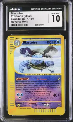 CGC 10 Pokemon English Blastoise 4/165 2002 Expedition Rare Reverse Holo - Image 1