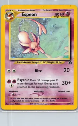 Pokemon TCG Espeon 1/75 Neo Discovery Holo HP - Image 1