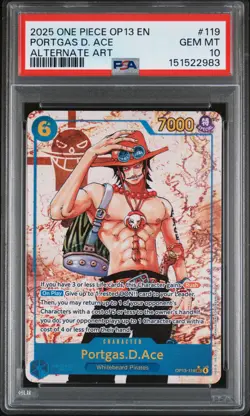 PSA 10 - Portgas D. Ace 119 One Piece Op13-Carrying On His Will - Image 1