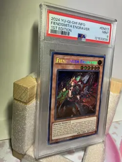PSA 9 Fiendsmith Engraver 1st Edition Secret Rare Info En017 Yugioh 2024 - Image 3