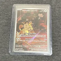 Pokemon Team Rocket's Meowth Illustration Rare Holo Sv10 203/182 70 HP - Image 1
