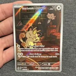 Pokemon Team Rocket's Meowth Illustration Rare Holo Sv10 203/182 70 HP - Image 2