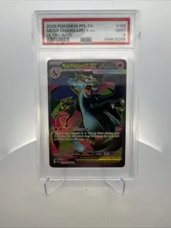 2025 Pokemon Mega Charizard X ex 109/094 Phantasmal Flames Ultra Rare Holo PSA 9 - Image 1