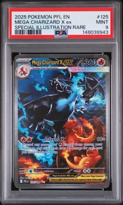 2025 POKEMON PFL EN-PHANTASMAL FLAMES #125 MEGA CHARIZARD X EX PSA 9 - Image 1