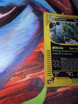 Pokemon Tyranitar 066/165 Expedition Base Set Reverse Holo Rare 120 HP Dark Aura - Image 3