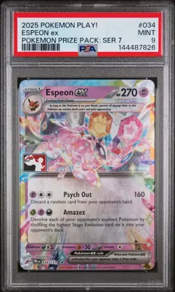 PSA 10 - 2025 POKEMON PLAY! POKEMON PRIZE PACK: SERIES 7 #034 ESPEON EX - Image 1
