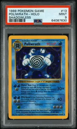 1999 POKEMON BASE SET SHADOWLESS #13 POLIWRATH-HOLO PSA 9 - Image 1