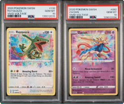 SEQUENTIAL PSA 10 RAYQUAZA 138 ZACIAN 082 VIVID VOLTAGE AMAZING RARE POKEMON - Image 1