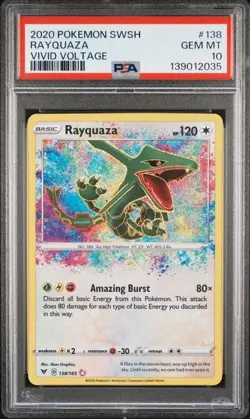 SEQUENTIAL PSA 10 RAYQUAZA 138 ZACIAN 082 VIVID VOLTAGE AMAZING RARE POKEMON - Image 2
