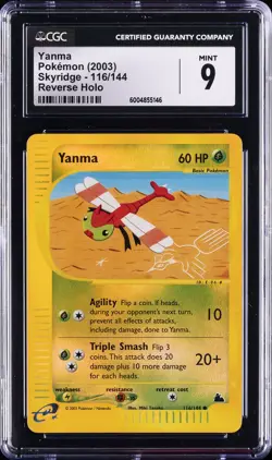 2003 POKEMON SKYRIDGE, REVERSE HOLO #116/144 YANMA CGC 9 - Image 1