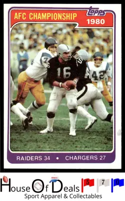 1981 Topps #493 1980 AFC Championship Football Card Raiders Chargers - Image 1