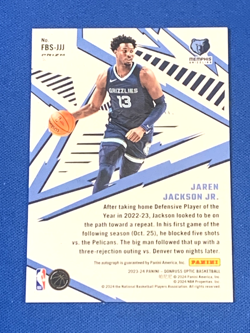Jaren Jackson Jr., 2023 Panini Optic Fast Break Signatures Disco, Card#FBS-JJJ - Image 2