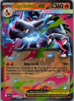 Mega Charizard X ex 013/094 Double Rare Phantasmal Flames Pokemon Holo Near Mint - Image 1