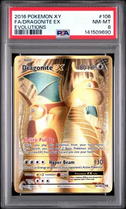2016 POKEMON XY EVOLUTIONS #106 FULL ART/DRAGONITE EX PSA 8 NM MT - Image 1