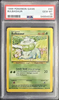 1999 POKEMON GAME #44 BULBASAUR PSA 10 - Image 1