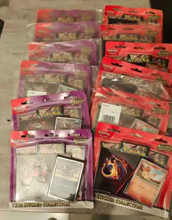 12 packs of Pokemon TCG Mega Evolution Ascended Heroes Tech Sticker Collection - Image 1