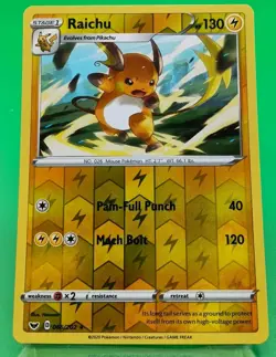 Pokemon - Raichu 066/202 - SWORD & SHIELD BASE SET - Reverse Holo RARE - NM/M - Image 1