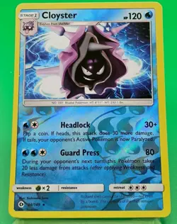 Pokemon Sun and Moon Base Cloyster Reverse Holo 34/149 - Image 1