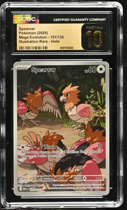 Pokemon Spearow 151/132 Illustration Rare Mega Evolution - CGC 10 PRISTINE - Image 1