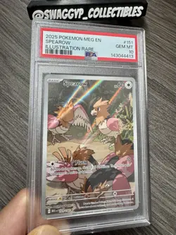 ◓Spearow 151/132 Mega Evolution- Pokemon Full Art Holo Illustration Rare PSA 10◓ - Image 3