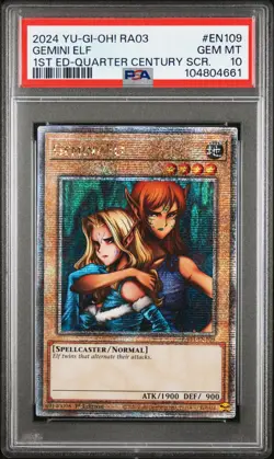 Gemini Elf Yugioh 2024 RA03-EN109 Quarter Century Secret Rare 1st Edition PSA 10 - Image 1