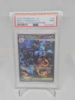 2025 POKEMON PFL EN-PHANTASMAL FLAMES #125 MEGA CHARIZARD X EX PSA 9 - Image 1
