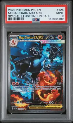 2025 POKEMON PFL EN-PHANTASMAL FLAMES #125 MEGA CHARIZARD X EX PSA 9 - Image 1