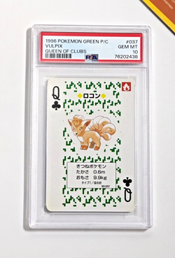 Pokemon PSA 10 Vulpix #037 Queen Of Clubs Green Playing Card Poker 1996 Japanese - Image 1