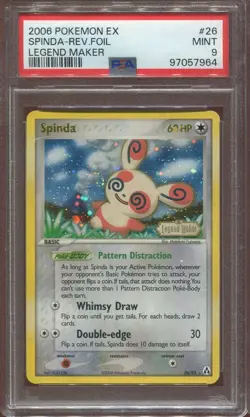 PSA 9 SPINDA 26/92 REVERSE FOIL *SWIRL* LEGEND MAKER 2006 POKEMON CARD - Image 1