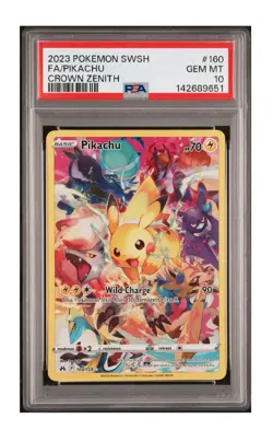 PSA 10 2023 POKEMON SWORD AND SHIELD CROWN ZENITH FULL ART/PIKACHU 160 - Image 1