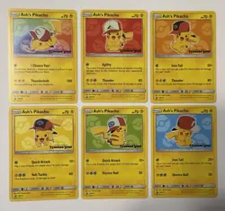 Ash's Pikachu Basic Pokemon TCG SM 6x Promo Cards English 2017 - Image 1