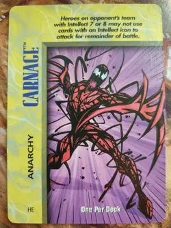 OverPower Marvel IQ Fleer 1996 Carnage Anarchy Special Card OPD Very Rare LP - Image 1