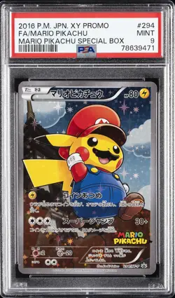 2016 POKEMON JAPANESE XY PROMO #294 FULL ART/MARIO PIKACHU PSA 9 - Image 1