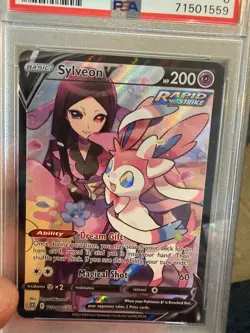 2022 POKEMON SWORD & SHIELD BRILLIANT STARS #TG14 - SYLVEON - FULL ART V - PSA 8 - Image 4