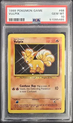 1999 POKEMON GAME #68 VULPIX PSA 10 - Image 1