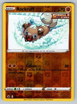 2021 Pokemon TCG Sword & Shield Chilling Reign Rockruff Reverse Holo 86/198 NM - Image 1