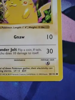 Pikachu Red Cheeks Base Set Shadowless 58/102 Near Mint - Image 5