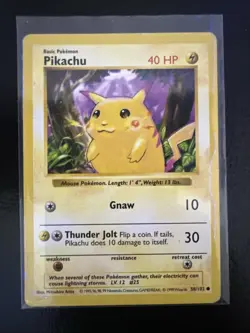 Red Cheeks Shadowless Pikachu 58/102 - Pokemon 1999 Base Set LP - Image 1