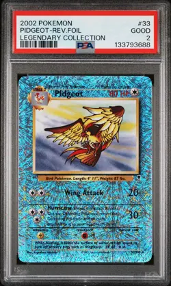 PSA 2 Pidgeot 33/110 Legendary Collection Reverse Holo Foil 2002 Pokemon Good - Image 1