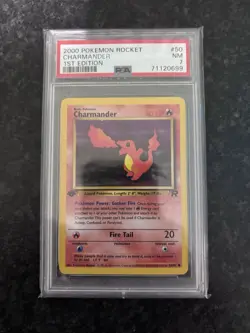 Pokemon TCG Team Rocket Charmander 1st Edition Card 50/82 WOTC Vintage PSA 7 NM - Image 2