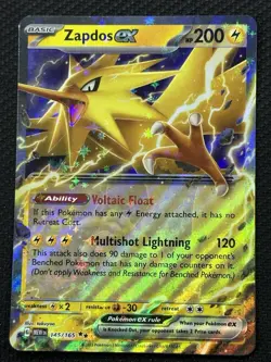 Pokemon Zapdos ex 145/165 Sv: Scarlet & Violet 151 Double Rare Holo 200HP Card - Image 1