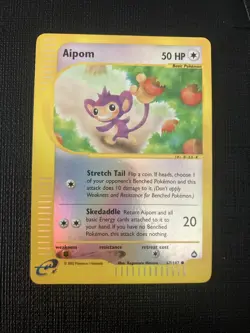 Vintage 2002 Nintendo Pokemon Aipom Reverse Holo Aquapolis Card 67/147 eReader - Image 1