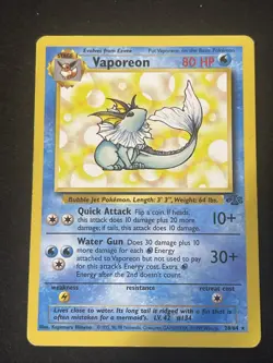 Pokemon Vaporeon Jungle Rare Regular 80 HP 28/64 1999-2000 Wizards English Card - Image 2