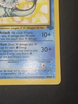 Pokemon Vaporeon Jungle Rare Regular 80 HP 28/64 1999-2000 Wizards English Card - Image 5