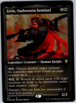 Magic the Gathering Foil Livio, Oathsworn Sentinel Etched Commander Legends MTG - Image 1