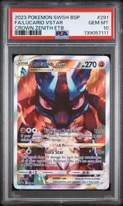2023 POKEMON SWSH BLACK STAR PROMO #291 FULL ART/LUCARIO VSTAR PSA 10 - Image 1